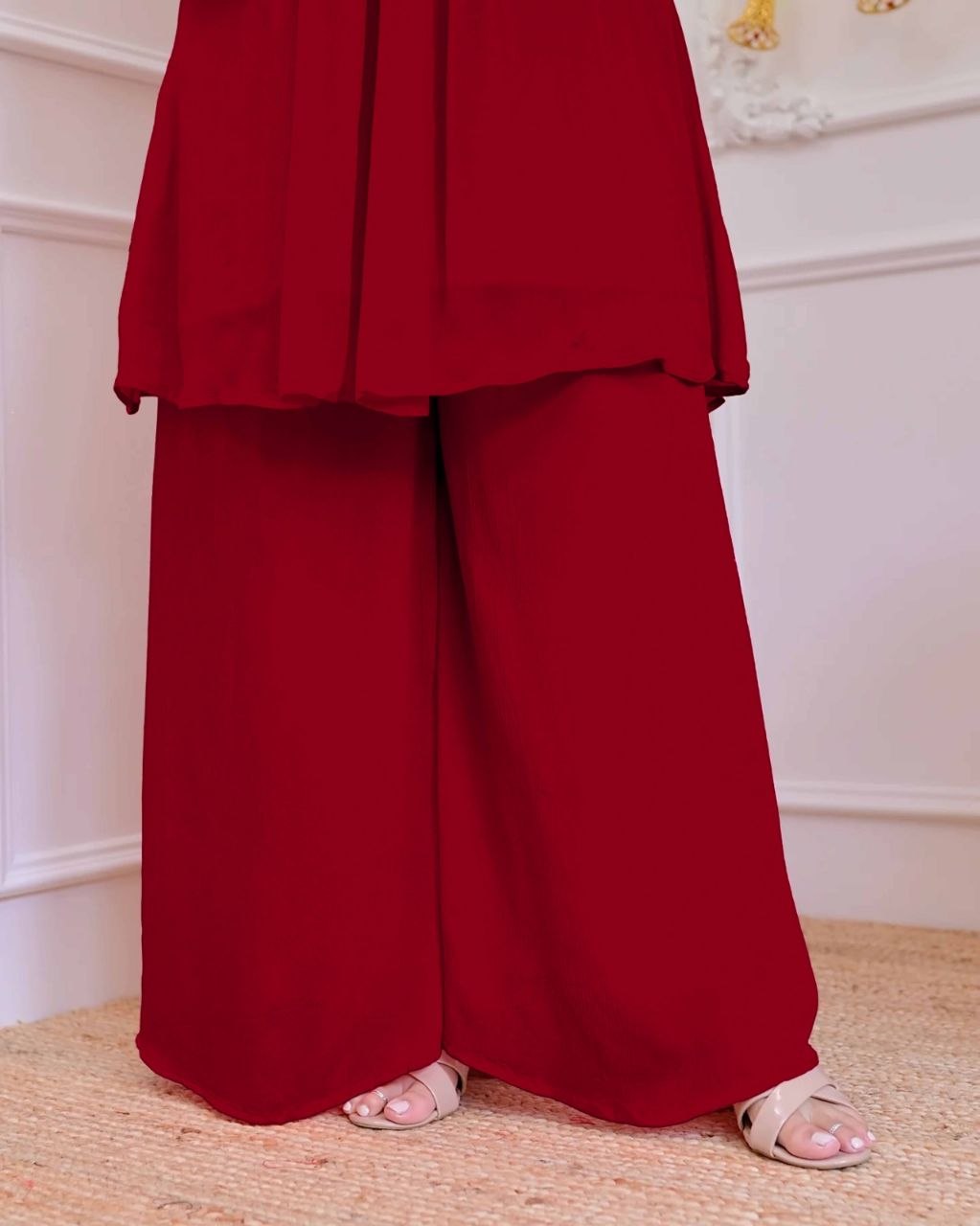 Premium Wine Red Embroidered Co-Ord Set for Women