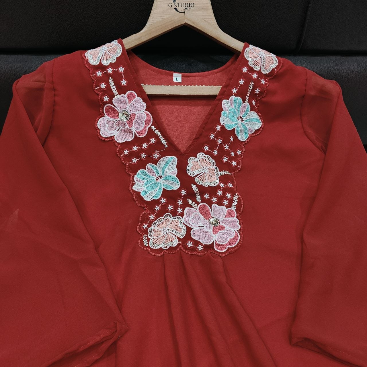 Premium Wine Red Embroidered Co-Ord Set for Women