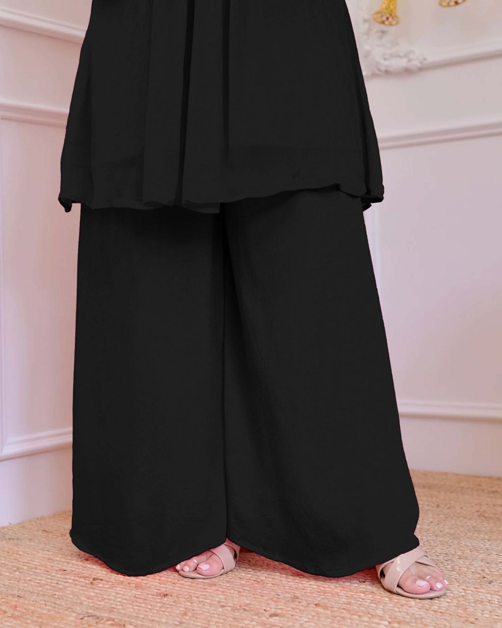 Graceful Black Floral Embroidered Co-Ord Set for Women