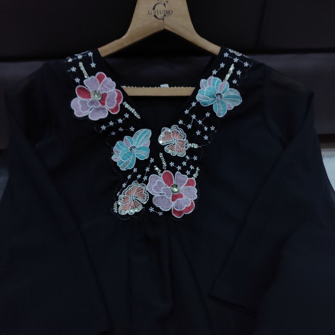 Graceful Black Floral Embroidered Co-Ord Set for Women