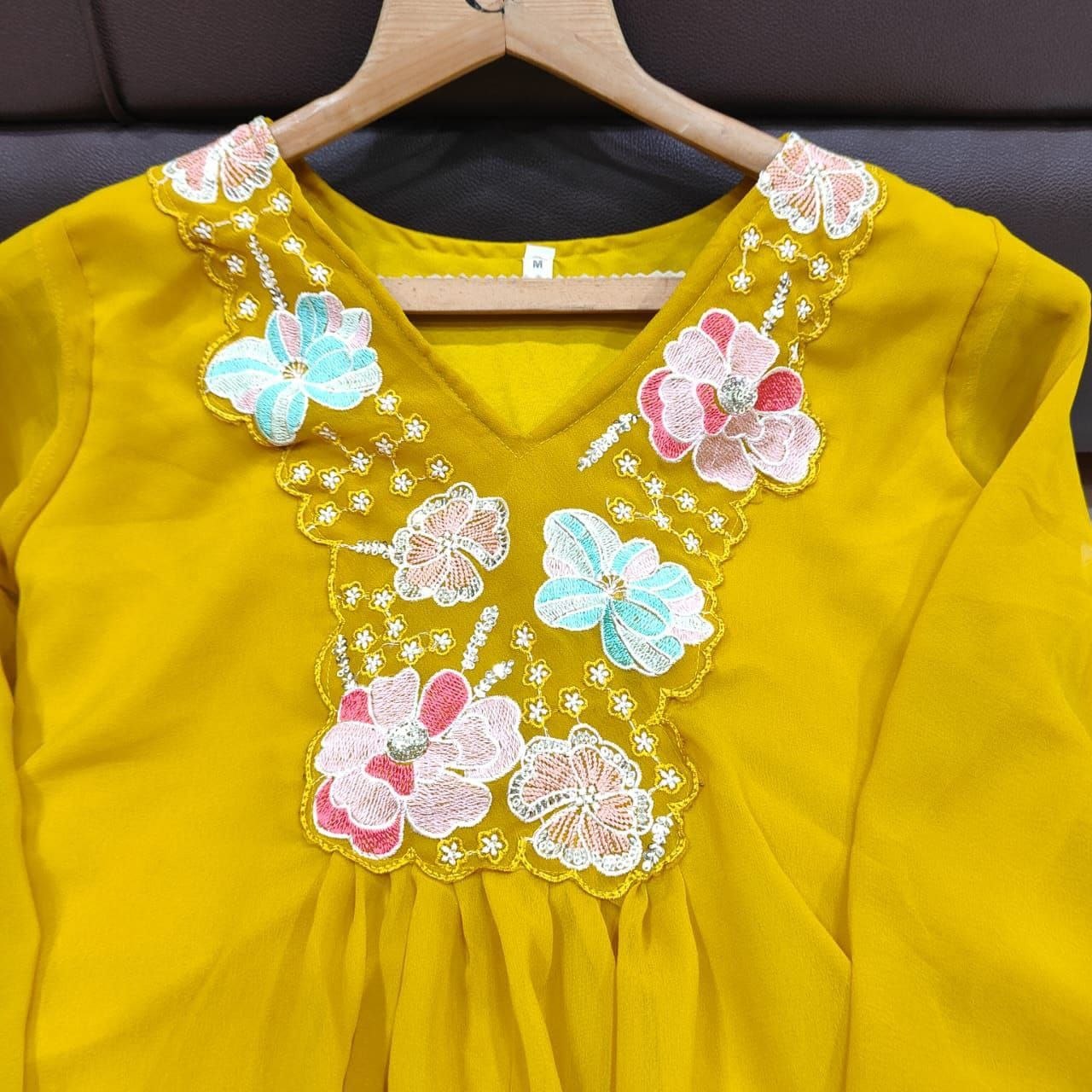 Magic Mustard Yellow Floral Embroidered Co-Ord Set for Women
