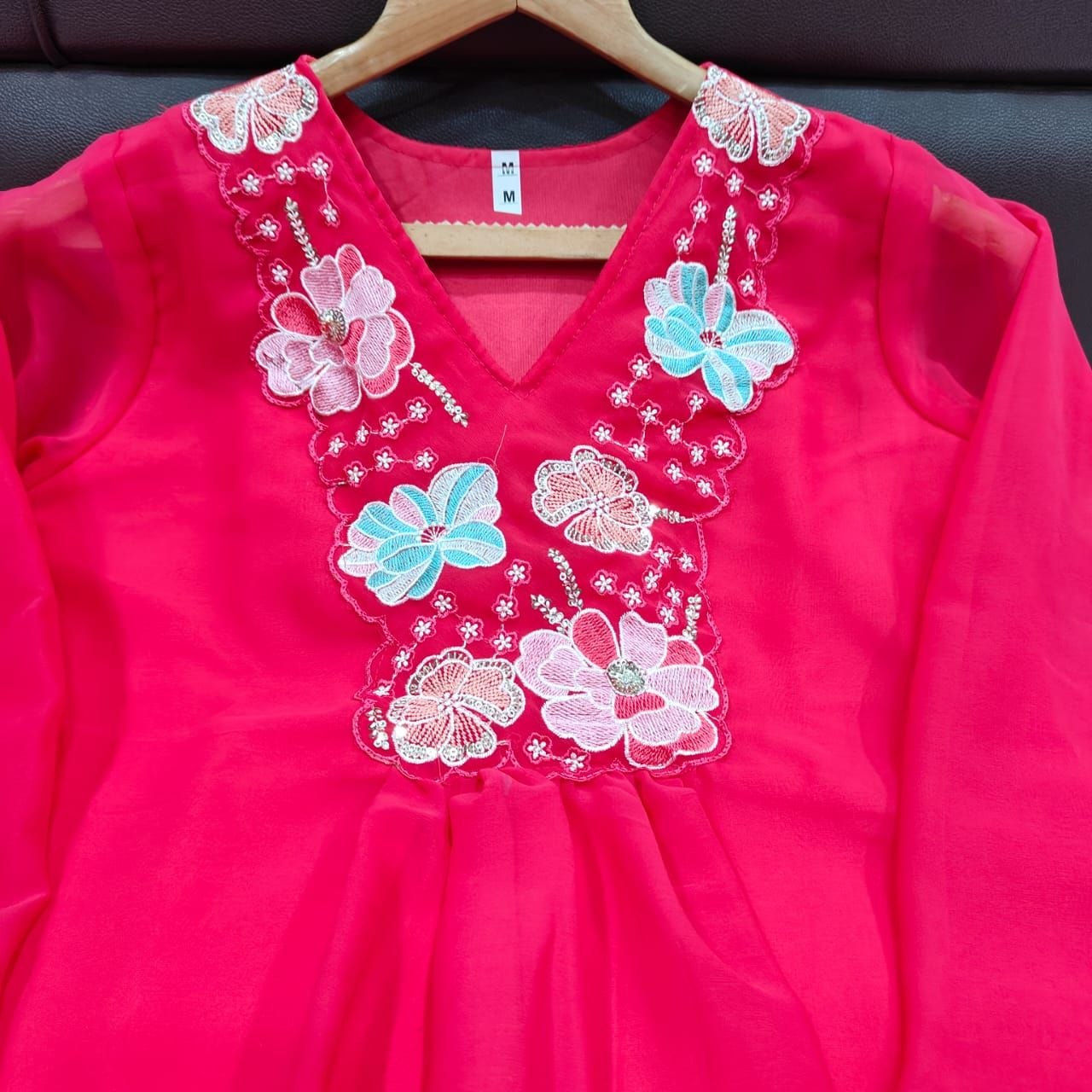 Beautiful Hot Pink Floral Embroidered Co-Ord Set for Women