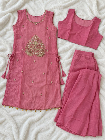 Rosy Glow Designer Kurta Palazzo Set