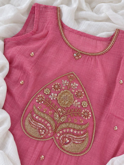 Rosy Glow Designer Kurta Palazzo Set