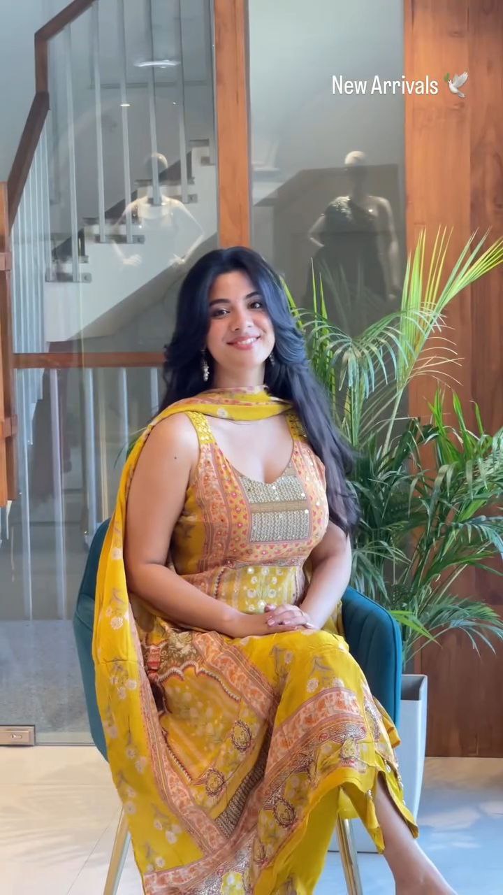 Premium Mustard Yellow Printed Unstitched Salwar Suit with Elegant Dupatta