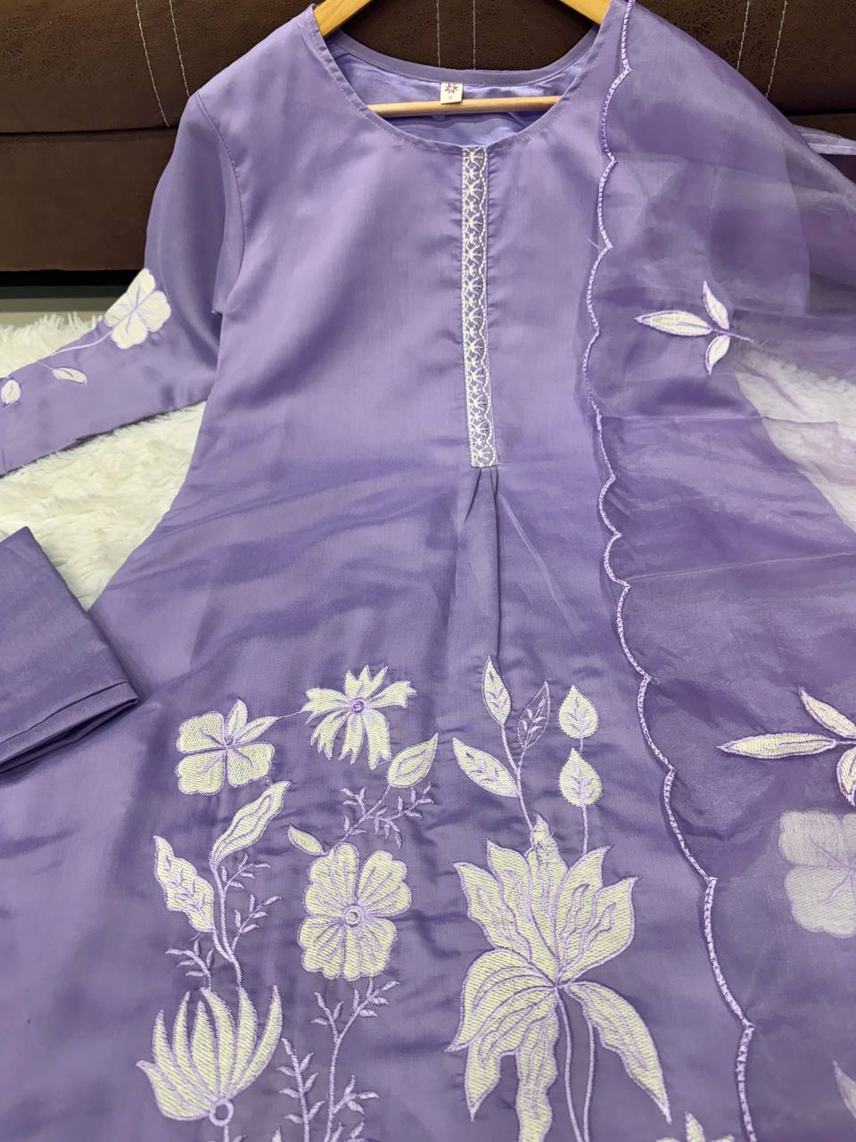 Lavender Grace Floral Embroidered Suit Set
