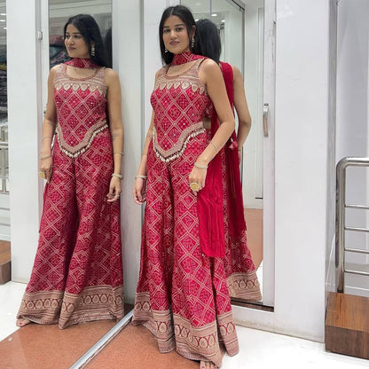 Beautiful Red Printed Western Suit Set