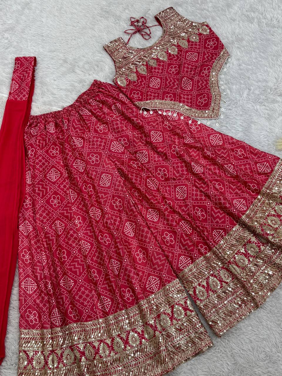 Beautiful Red Printed Western Suit Set