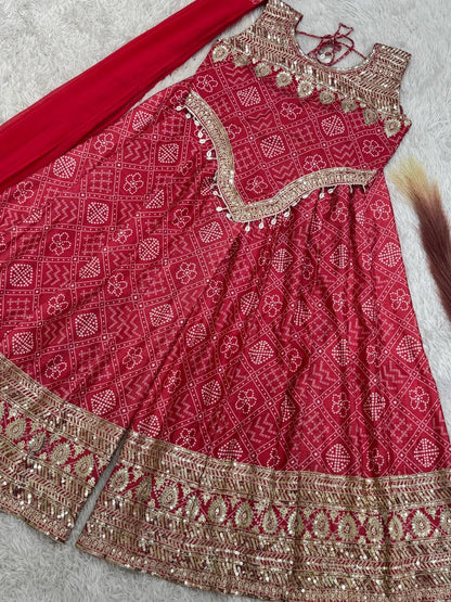 Beautiful Red Printed Western Suit Set