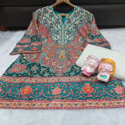 Magic Multicolor Printed Kurta with Off-White Palazzo Set for Women