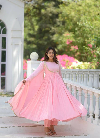 Magic Baby Pink Anarkali Suit Set with Designer Dupatta