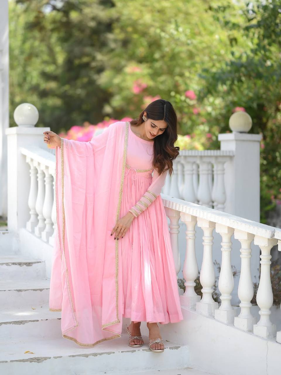 Magic Baby Pink Anarkali Suit Set with Designer Dupatta