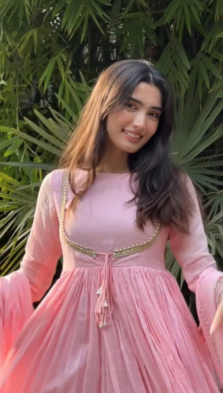 Magic Baby Pink Anarkali Suit Set with Designer Dupatta