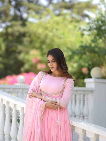 Magic Baby Pink Anarkali Suit Set with Designer Dupatta