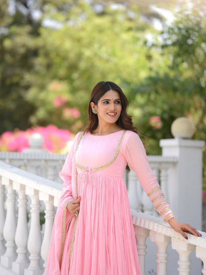 Magic Baby Pink Anarkali Suit Set with Designer Dupatta