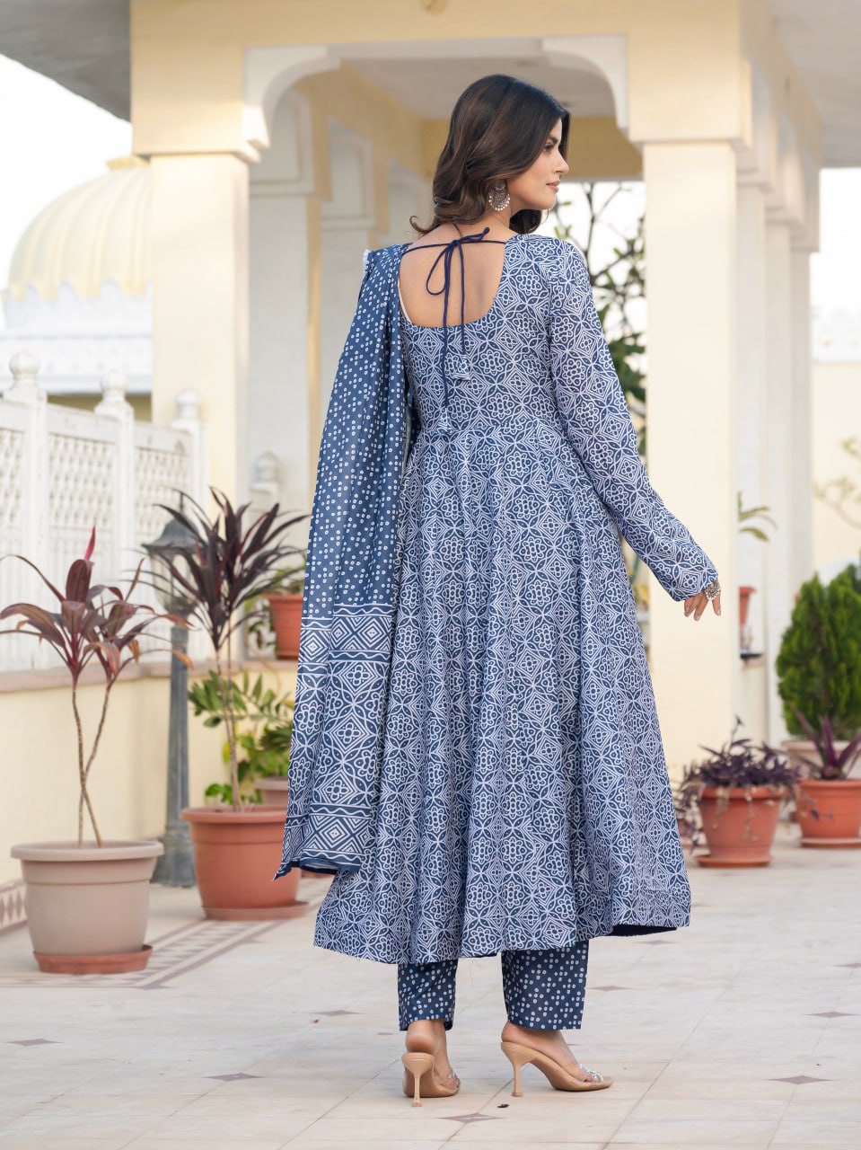 Muslin Cotton Anarkali Dress for Wedding & Festive Occasions with Dupatta