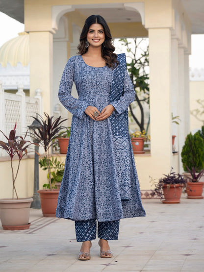 Muslin Cotton Anarkali Dress for Wedding & Festive Occasions with Dupatta