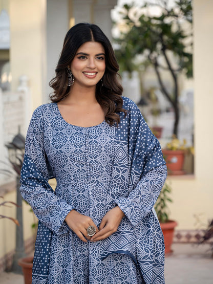 Muslin Cotton Anarkali Dress for Wedding & Festive Occasions with Dupatta