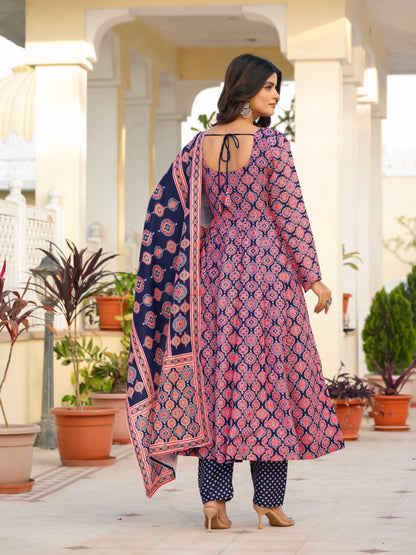 Muslin Cotton Anarkali Dress for Wedding & Festive Occasions with Dupatta
