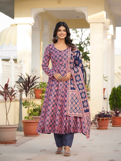 Muslin Cotton Anarkali Dress for Wedding & Festive Occasions with Dupatta