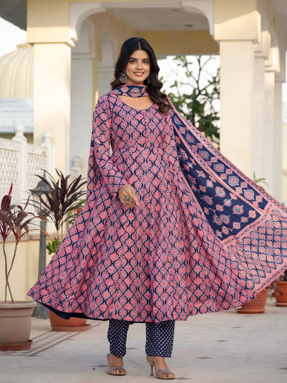 Muslin Cotton Anarkali Dress for Wedding & Festive Occasions with Dupatta