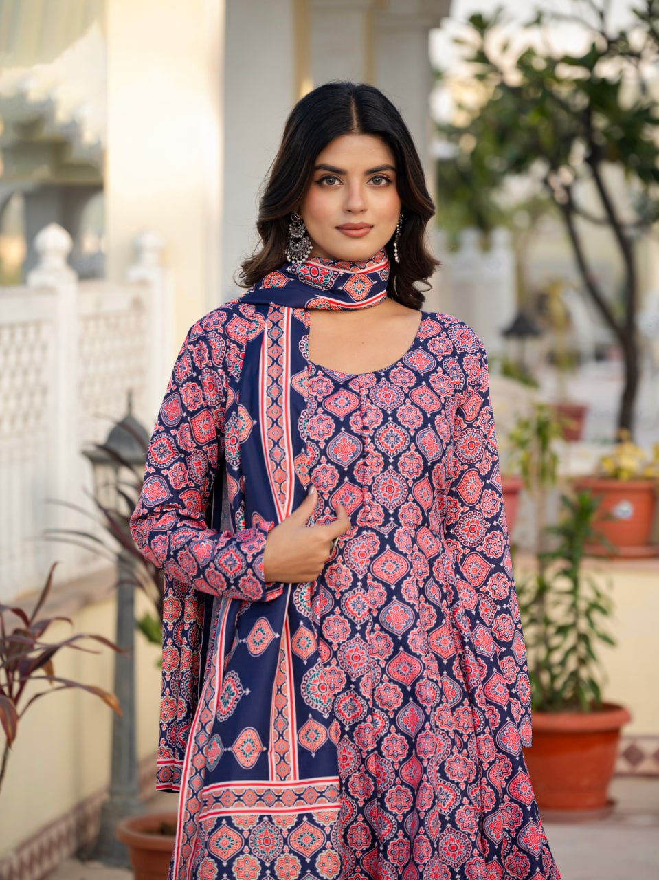Muslin Cotton Anarkali Dress for Wedding & Festive Occasions with Dupatta