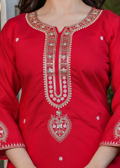 Elegant Viscose Chanderi Embroidered Suit Set with Designer Dupatta