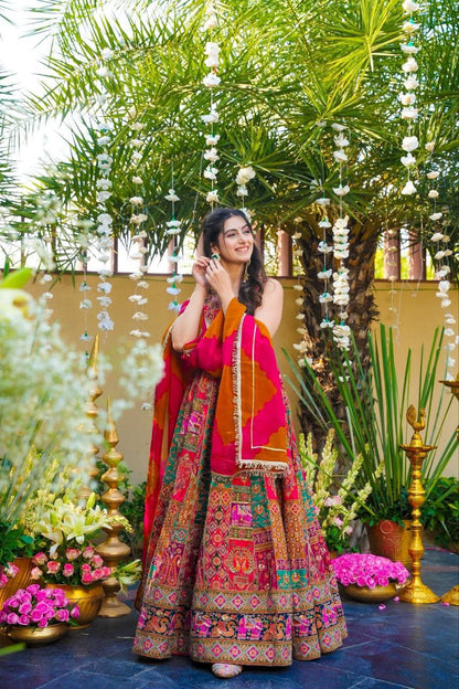 Heritage Bloom Premium Chinon  Designer Anarkali Gown Set with Vibrant Ethnic Print