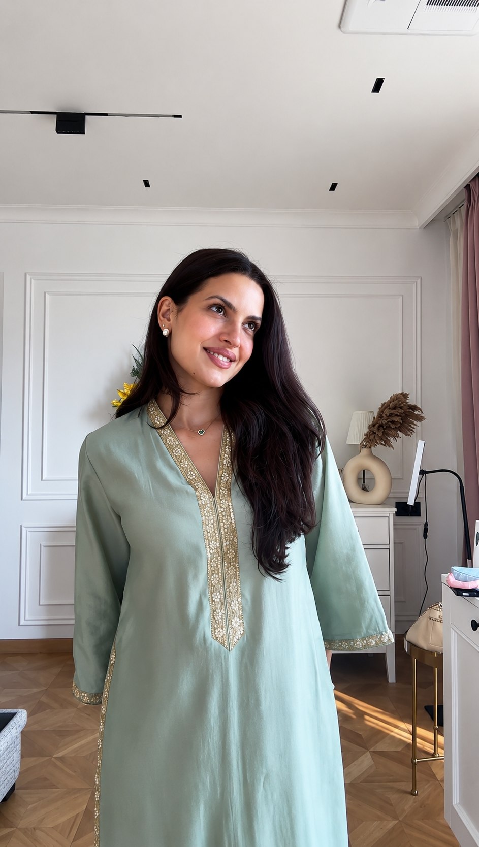 Mint Comfort Lace Kurta Palazzo Set