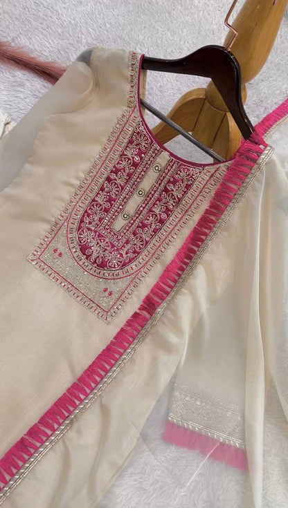 Pretty White Embroidered Suit Set