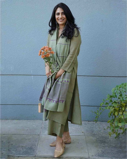 Olive Green Comfort Kurta Pant Dupatta Set