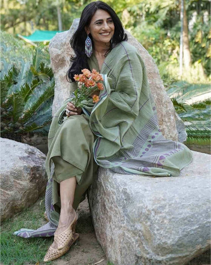 Olive Green Comfort Kurta Pant Dupatta Set