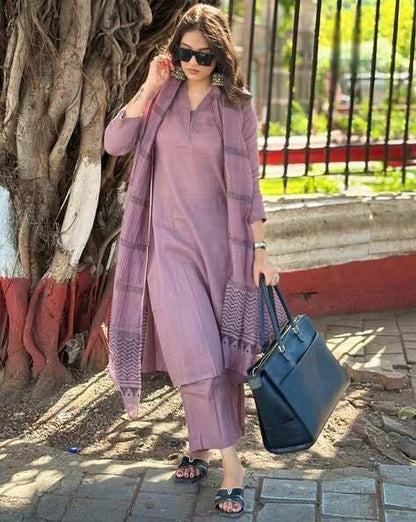 Graceful Mauve Daily Wear Suit Set