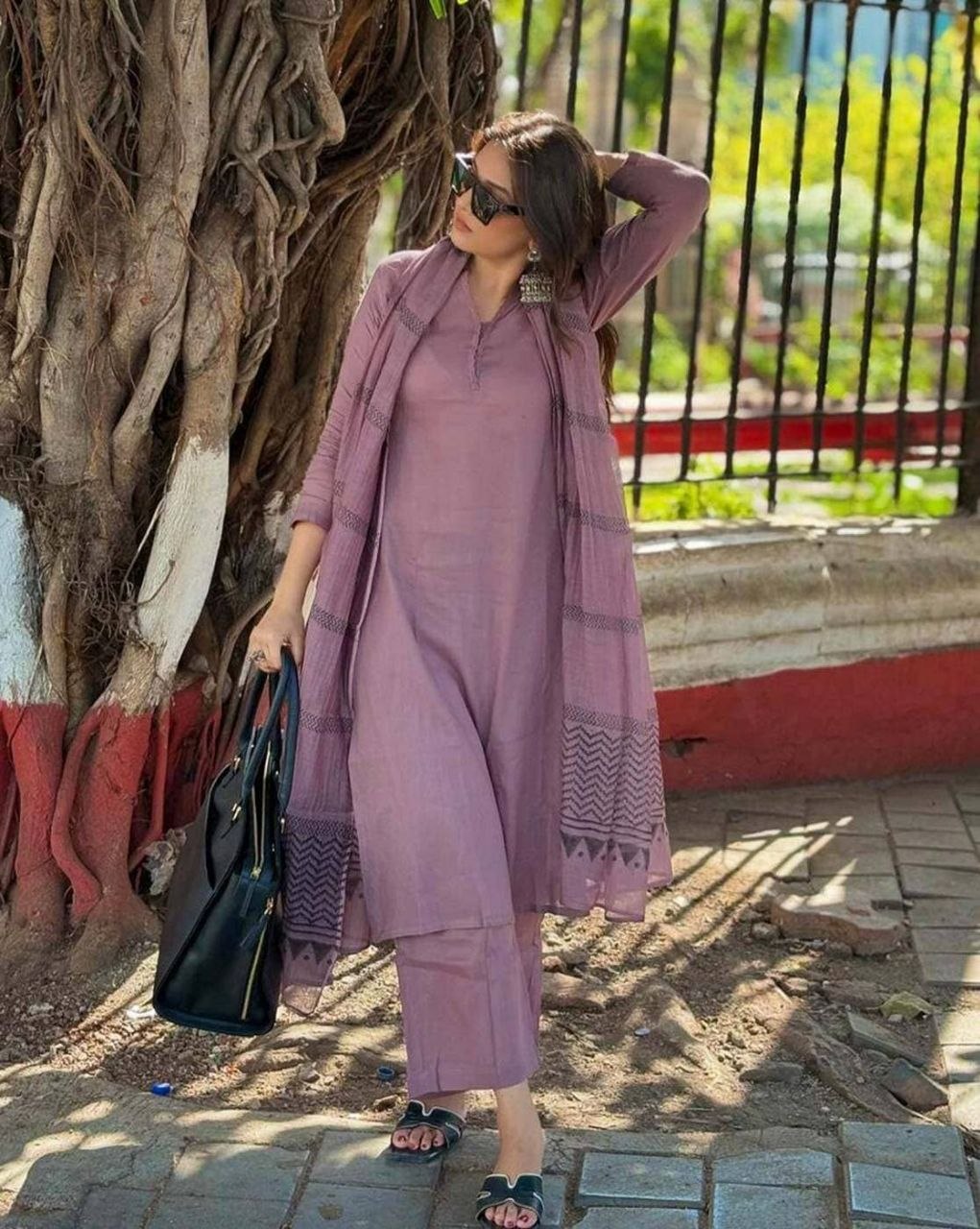 Graceful Mauve Daily Wear Suit Set
