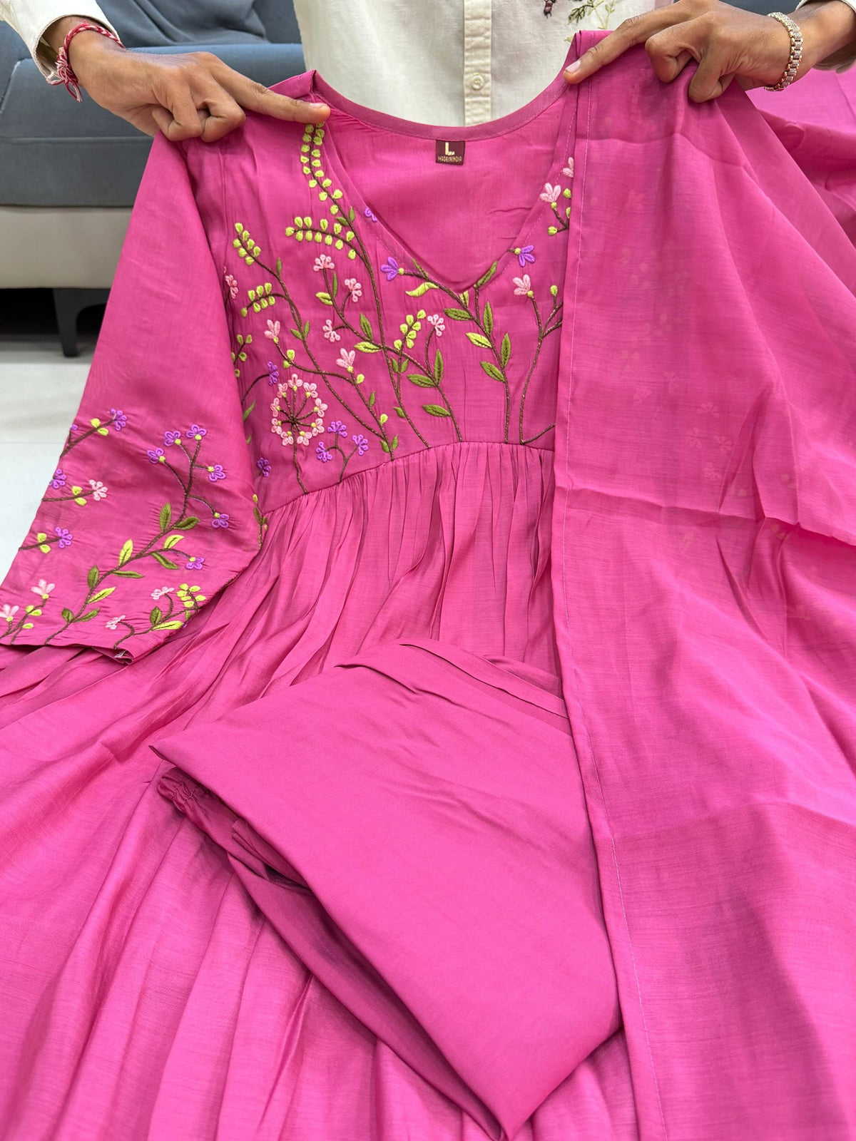 Rosewood Grace Embroidered Flared Suit Set