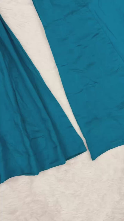 Trendy Teal Blue Embroidered Anarkali Suit Set with Designer Dupatta