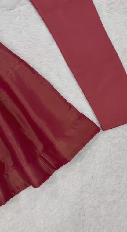 Regal Maroon Embroidered Anarkali Gown with Matching Dupatta and koti work