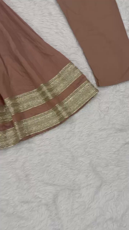 Beautiful Dusty Rose Gold Anarkali Suit Set with Matching Dupatta