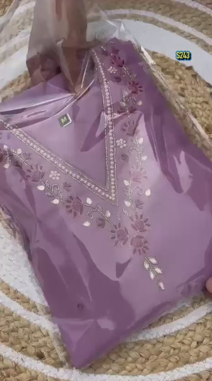 Trending Mauve Premium Roman Silk Kurta Set with Floral Organza Dupatta