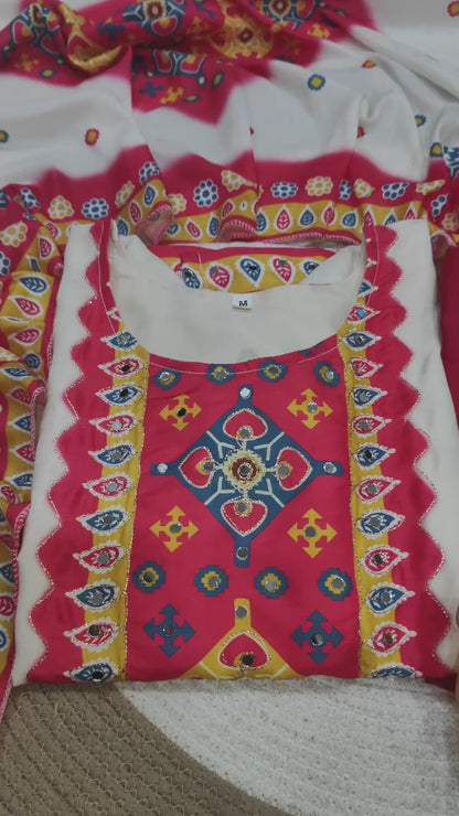 Blooming Ivory Premium Muslin Printed Straight Kurta Set