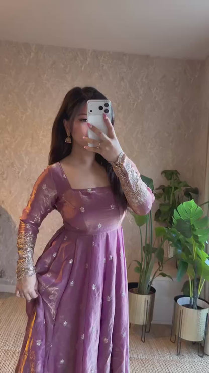 Stylish Mauve Embroidered Anarkali Set