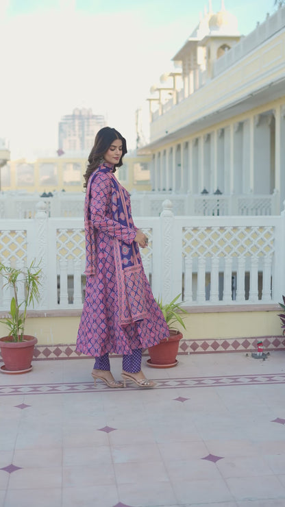 Muslin Cotton Anarkali Dress for Wedding & Festive Occasions with Dupatta