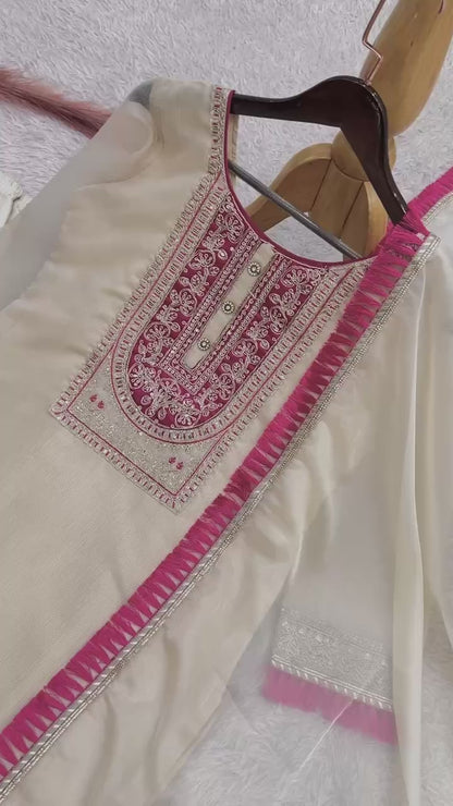 Pretty White Embroidered Suit Set