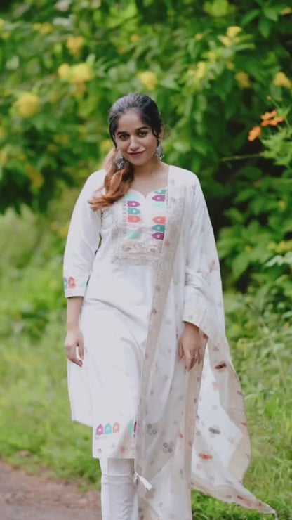 Pure Elegance White Embroidered Festival Wear Kurta Set