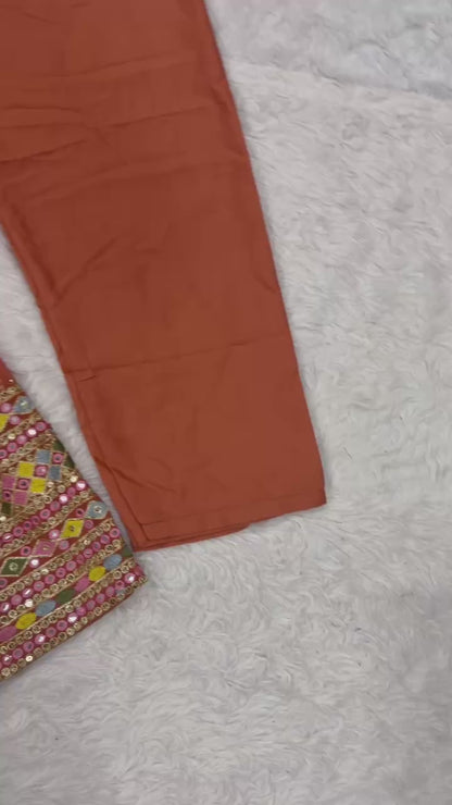 Graceful Rust Brown Embroidered Anarkali Suit Set with Designer Dupatta