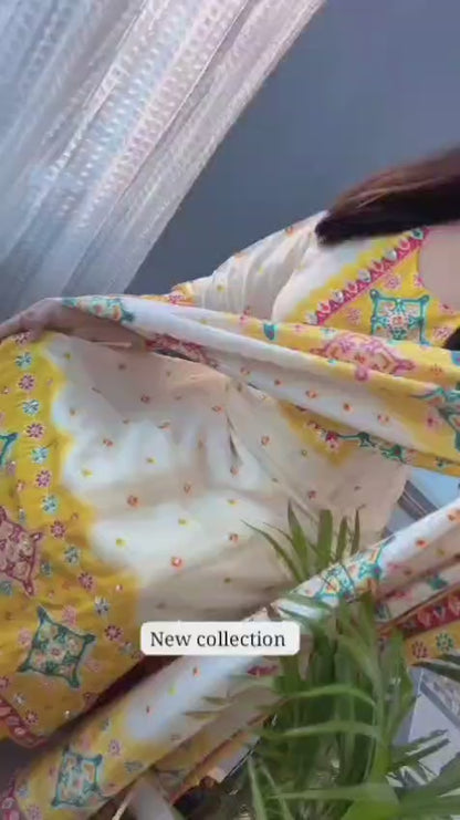 Sunshine Glow Premium Muslin Printed Straight Kurta Set with Designer Dupatta
