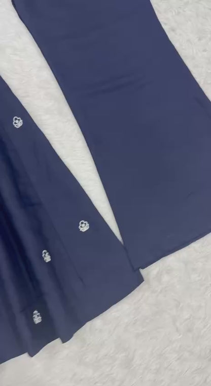 Graceful Navy Blue Anarkali Kurta with Palazzo and Dupatta Set