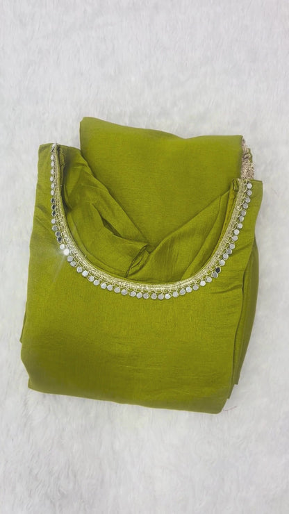 Traditional Stunning Vichitra Silk Anarkali Suit with Printed Silk Dupatta