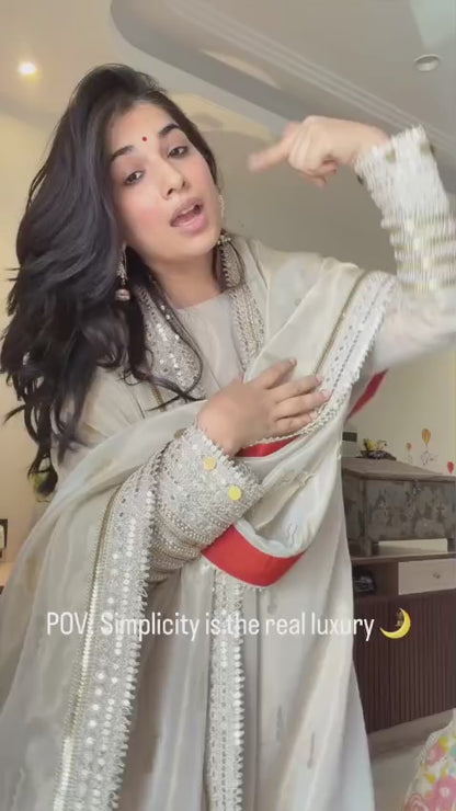Beautiful Champagne Gold Embroidered Suit Set