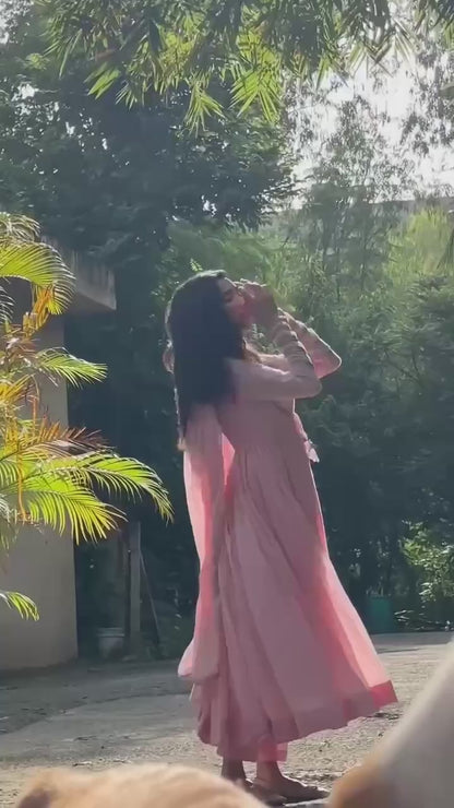 Magic Baby Pink Anarkali Suit Set with Designer Dupatta